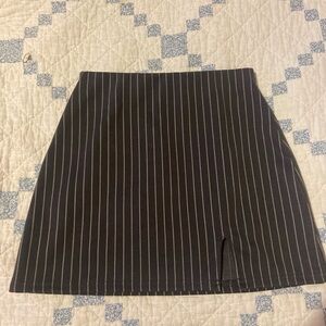 Dark gray pinstriped work mini skirt